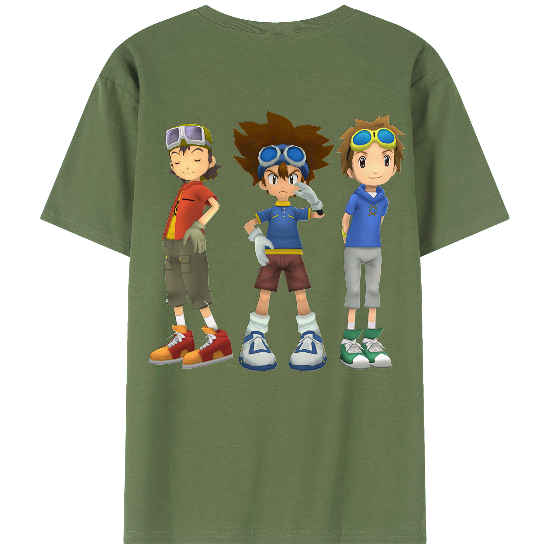（画像用） Digimon デジタルモンスター/デジモン 綿100％ メンズ半袖Tシャツ（バックプリント） 通気性